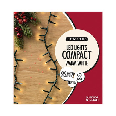 Compact Twinkle Lights, 1000 Lights - Indoor/Outdoor - Warm White