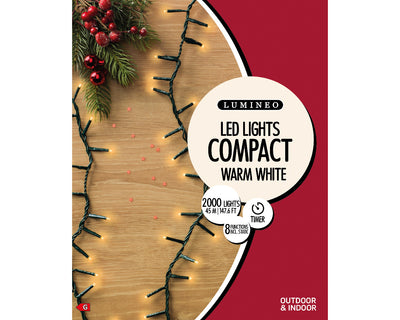 Compact Twinkle Lights, 2000 Lights - Indoor/Outdoor - Warm White