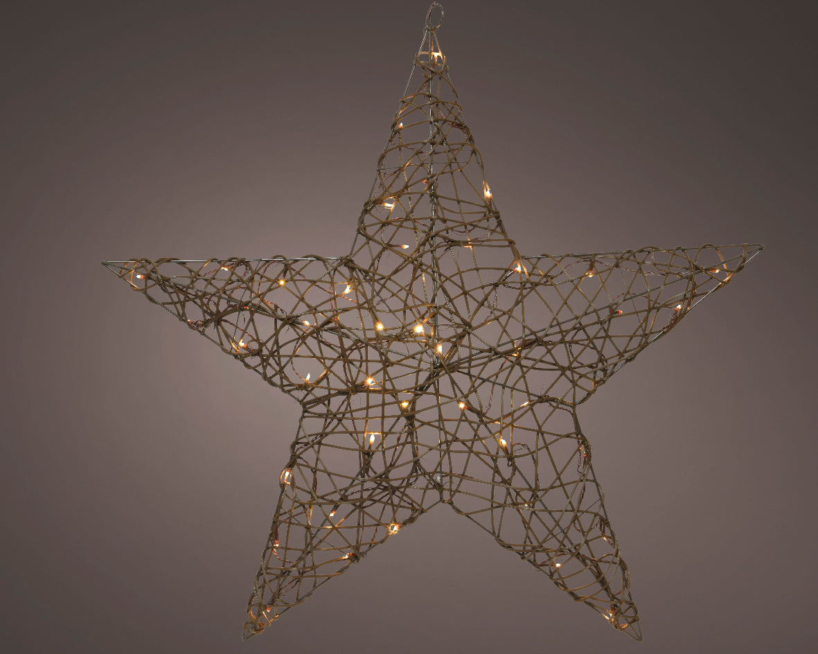 Star Wicker, 96 Lights - Warm White / Brown