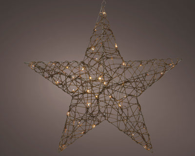 Star Wicker, 96 Lights - Warm White / Brown