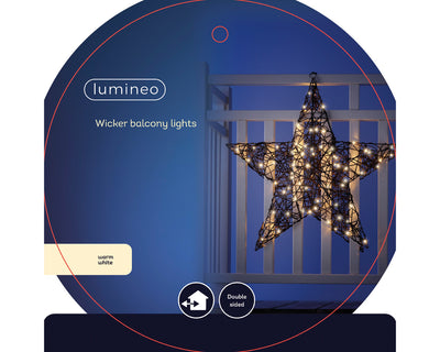 Star Wicker, 96 Lights - Warm White / Brown