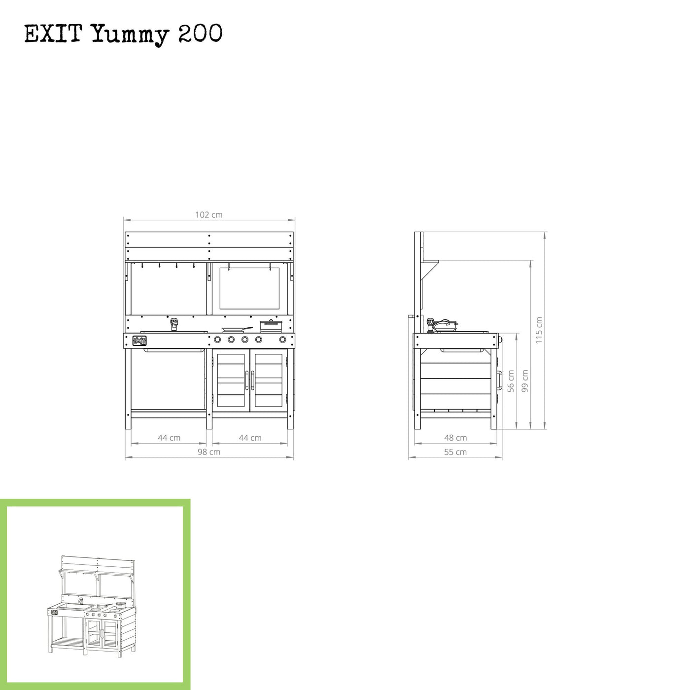 EXIT Yummy 200 Wooden Outdoor Kitchen (Natural)