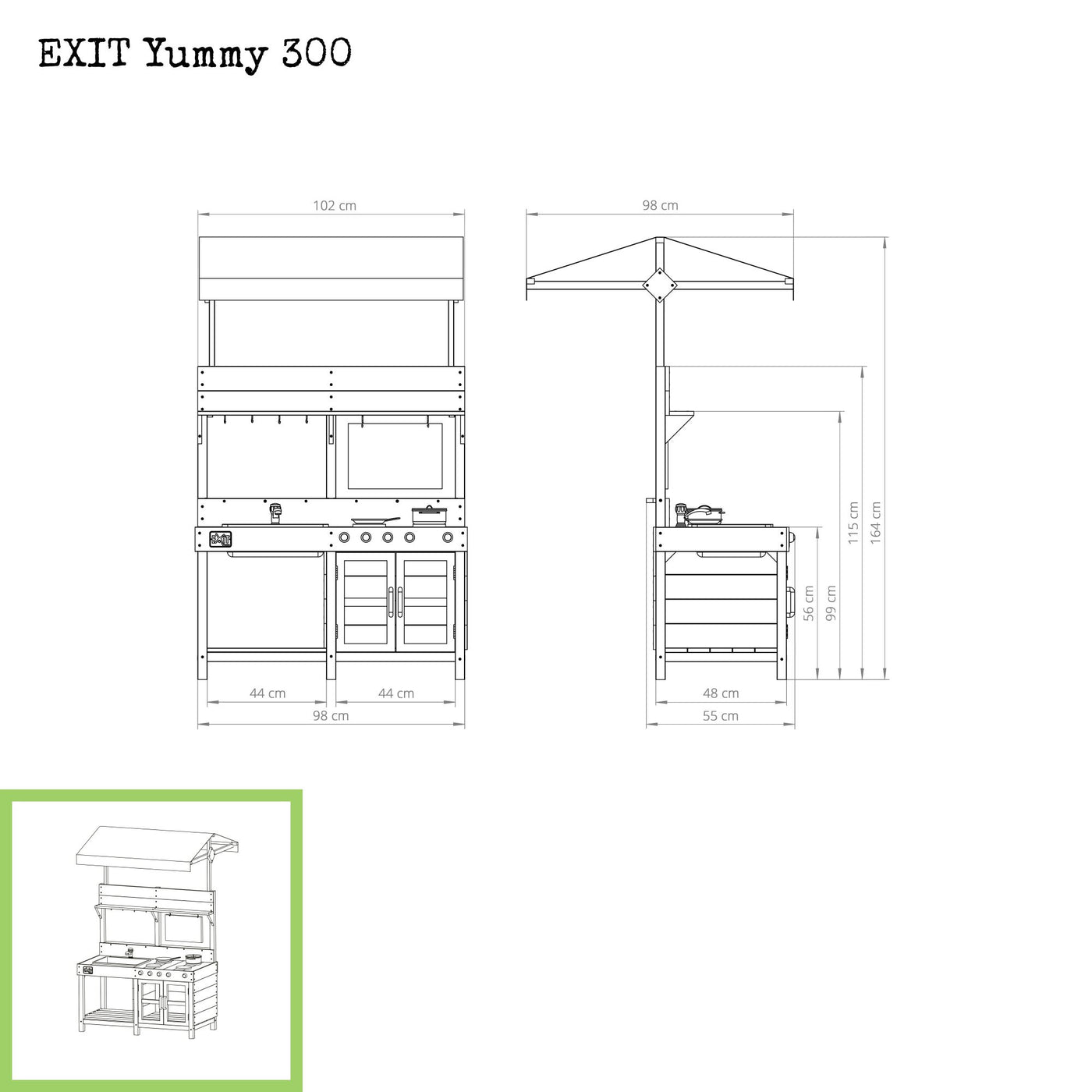 EXIT Yummy 300 Wooden Outdoor Kitchen (Natural)