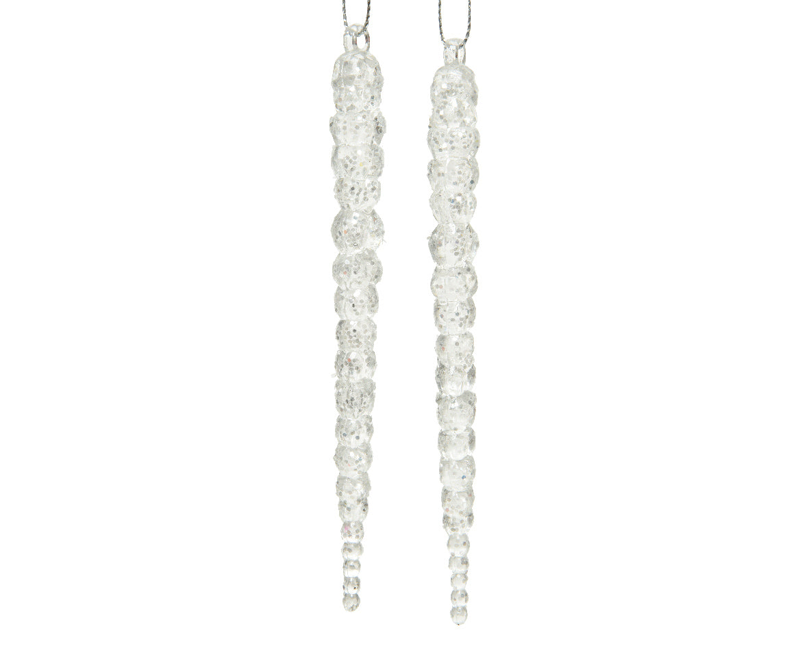 Icicle with Glitter - Transparent / Silver