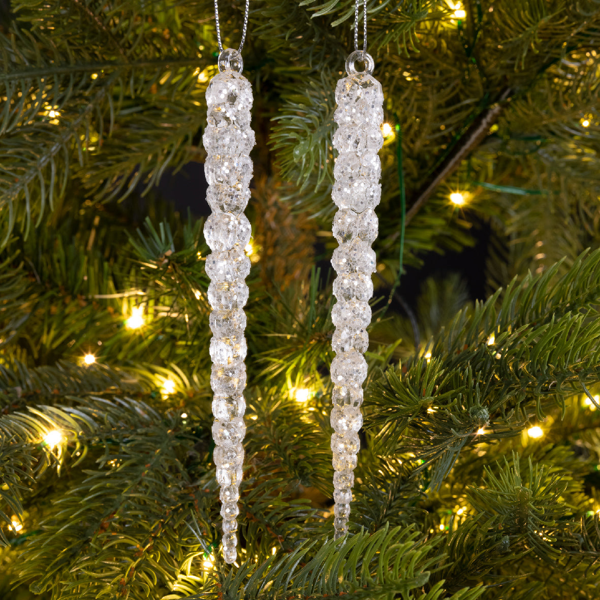 Icicle with Glitter - Transparent / Silver