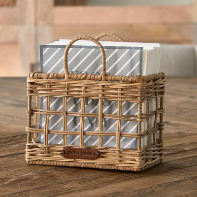Rustic Rattan Bag Napkin Holder