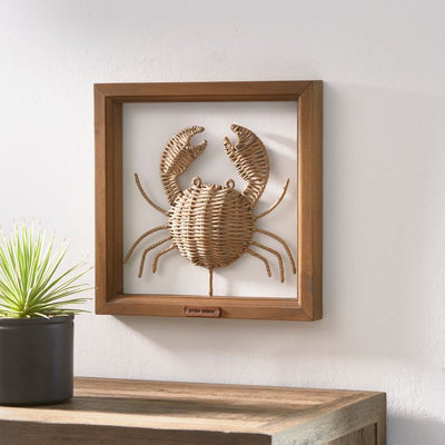Rustic Rattan Crab Wall Deco