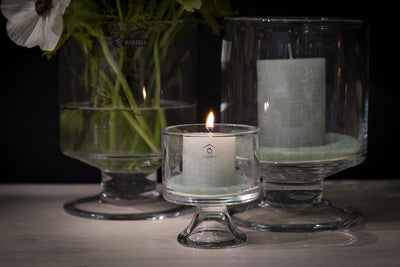 Hurricane On Foot In Clear Glass - Max Ø Candle 7cm