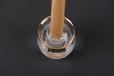 Glass Candle Ring - Clear Glass - Golden Rim