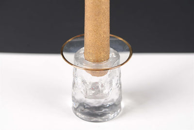 Glass Candle Ring - Clear Glass - Golden Rim