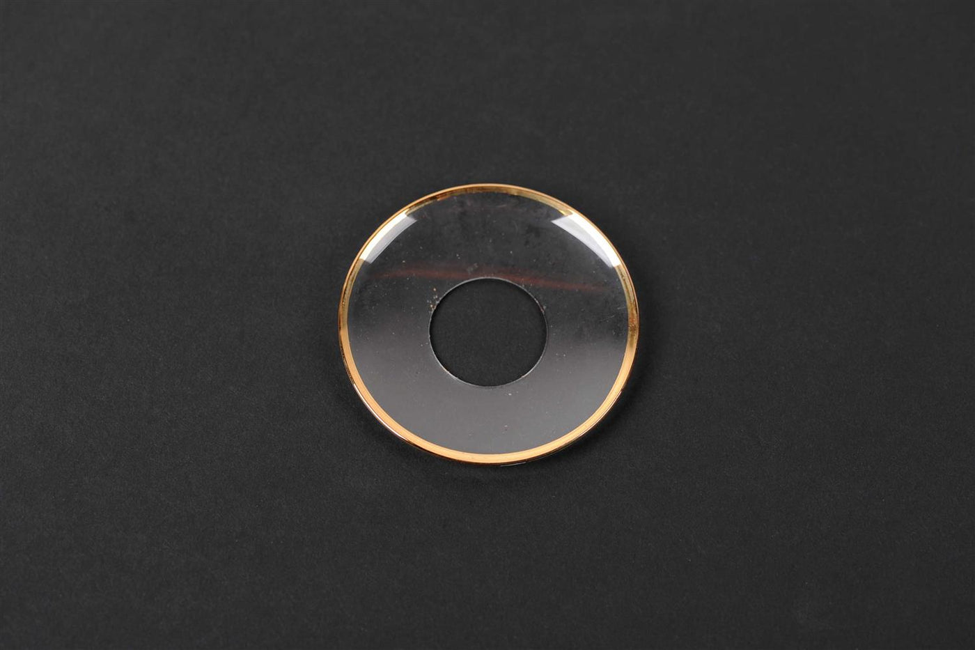 Glass Candle Ring - Clear Glass - Golden Rim
