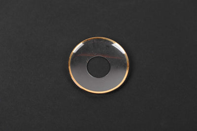 Glass Candle Ring - Clear Glass - Golden Rim