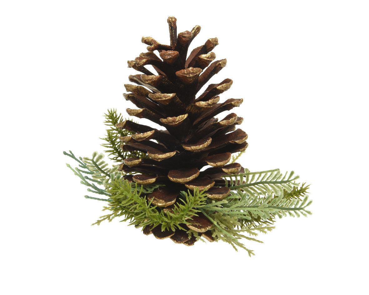 Pinecone on Clip - Brown / Gold