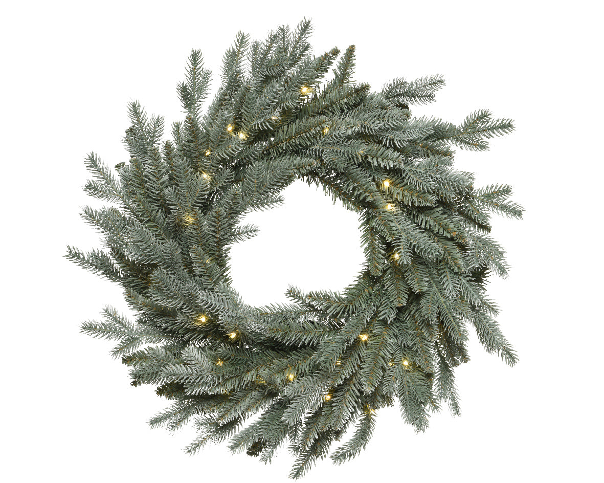 Allison Wreath, 40 Lights - Battery Operated - Misty Blue
