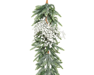 Garland Frosted with White Berries - Green