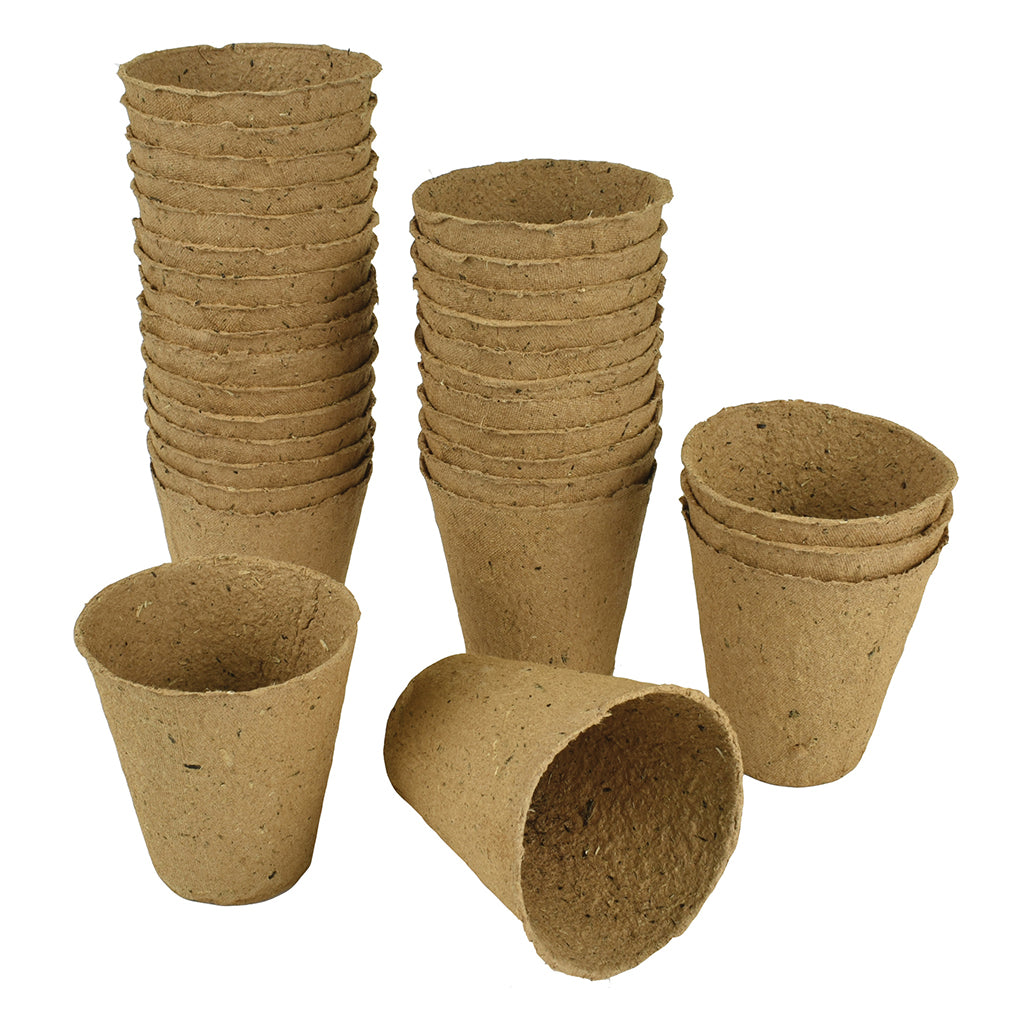 Gro-Sure Fibre Pots Round 8cm 12 Pack