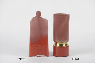 Pink Damask - Bottle Shaped Glass Vase