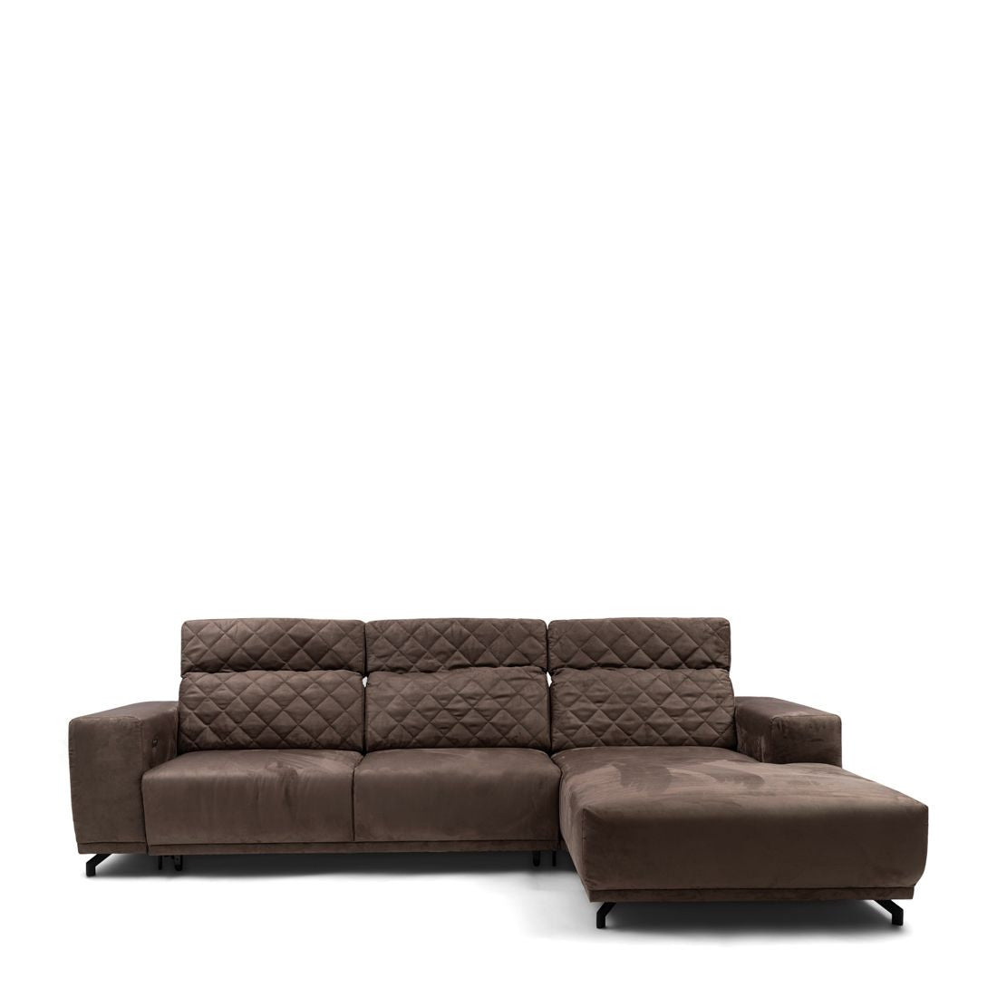 Marciana Electric Sofa with Chaise Longue Right, scottish suede, brown sugar