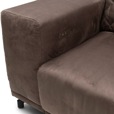 Marciana Electric Sofa with Chaise Longue Right, scottish suede, brown sugar