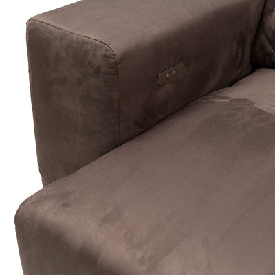 Marciana Electric Sofa with Chaise Longue Right, scottish suede, brown sugar