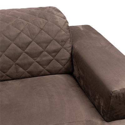 Marciana Electric Sofa with Chaise Longue Right, scottish suede, brown sugar