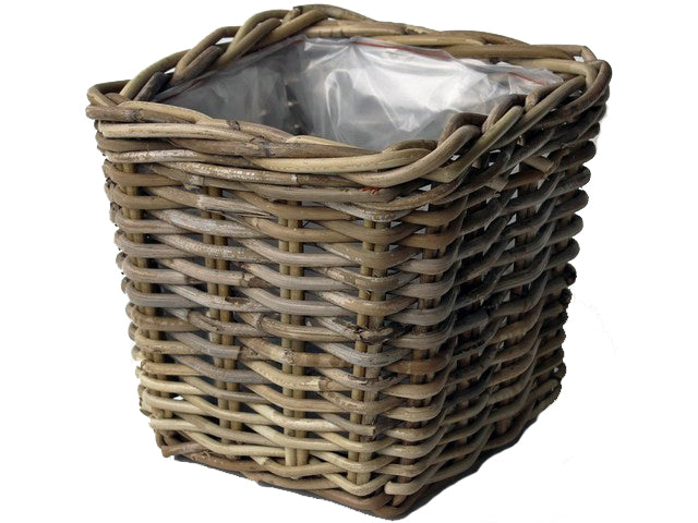 Planter Square Rattan Grey 21X21H19 cm