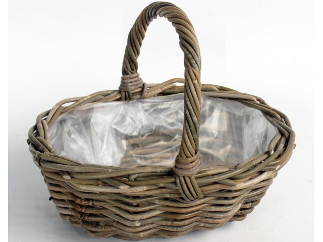 Handle Basket Rattan Grey 36X28H14cm