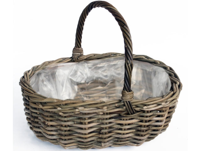 Handle Basket Rattan Grey 46X39H18cm