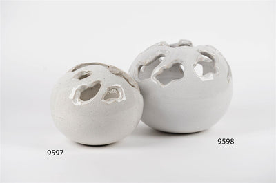 White Raku Glaze - Ball With Holes - Small