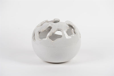 White Raku Glaze - Ball With Holes - Large