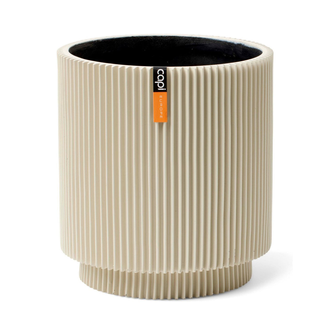 Vase Cylinder Groove 15x17cm Beige
