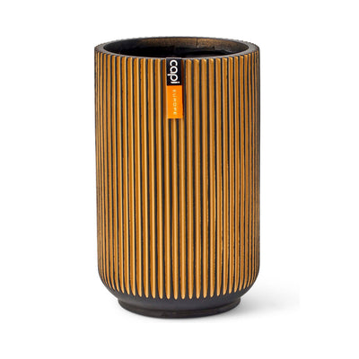 Vase High Groove 17x17x27cm Black/Gold