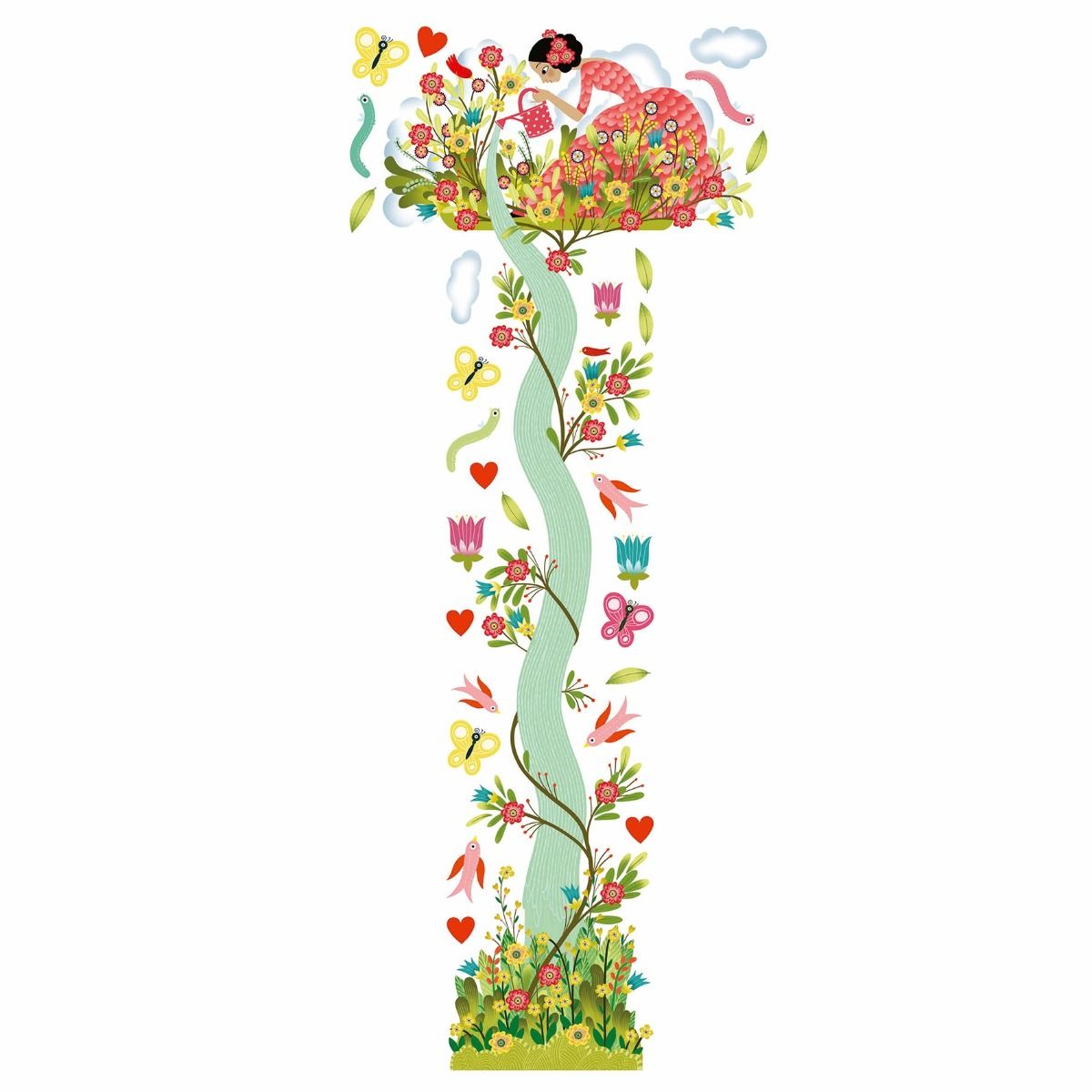 Little Big Room - Growth Chart Stickers - Young Girl In The Garden