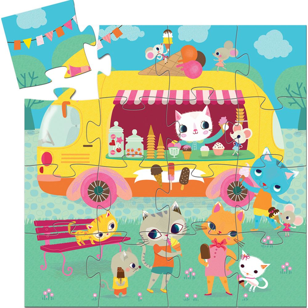 Toys And Games - Puzzles - Silhouette Puzzles - Ice Cream Truck - 16Pcs