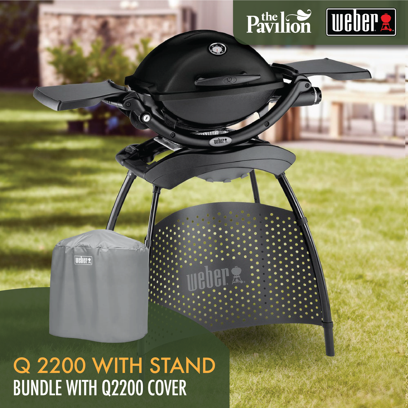 Weber Q 2200 Gas Barbecue with Stand - Bundle with Cover