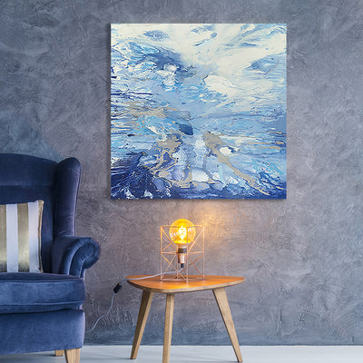 Blue Splash II, 80cmx80cm mixed media