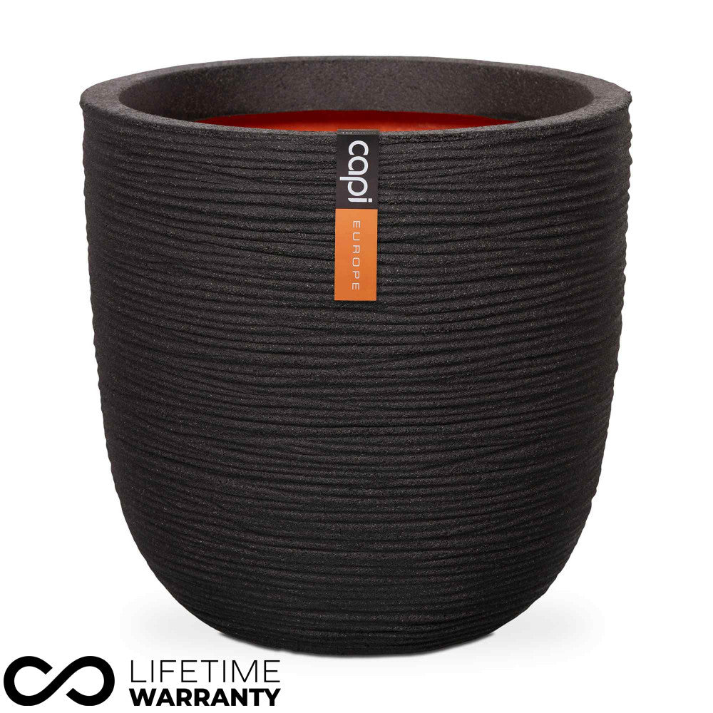 Nature Rib Egg Planter NL (Black) - 35cm Dia