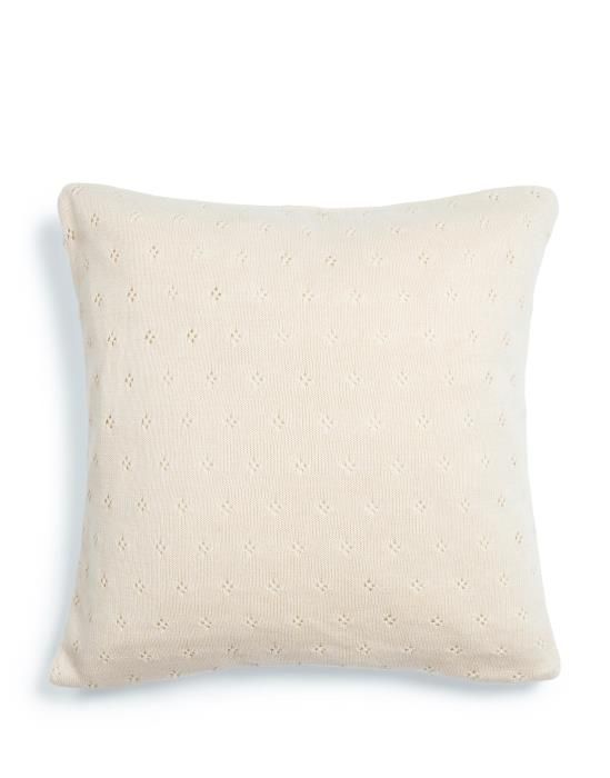 Knitted Ajour Cushion Square Antique White