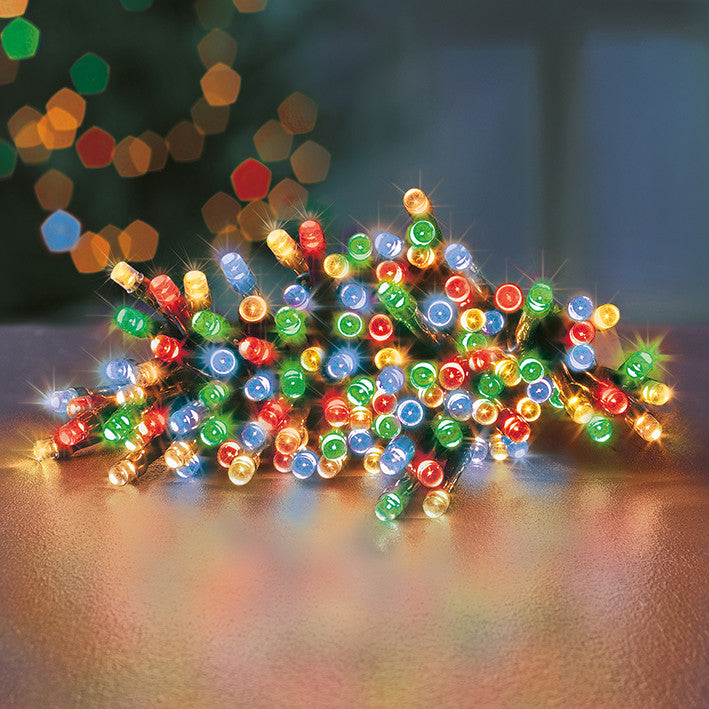 24 Multi Action Battery Operated LED Lights with Timer- Multi-Coloured