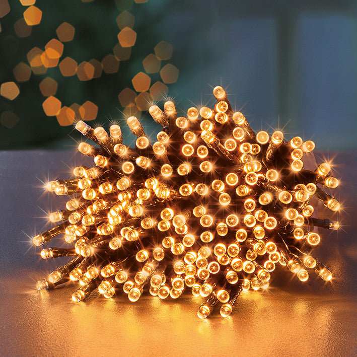 200 Multi Action LED Supabrights Christmas Lights with Timer - Vintage Gold