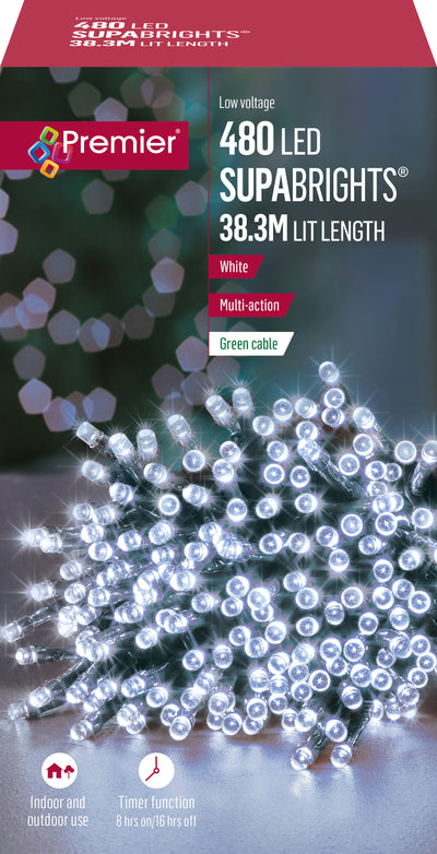 480 LED SupaBrights 38.3m LIT Length - White