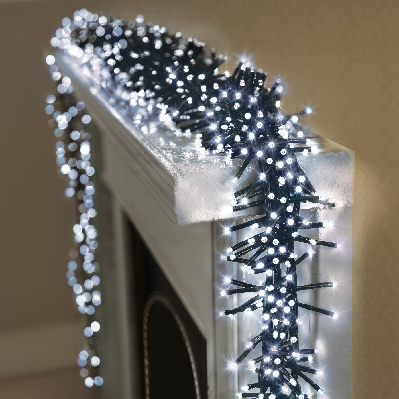 2000 Multi Action LED Cluster Christmas Lights with Timer - White
