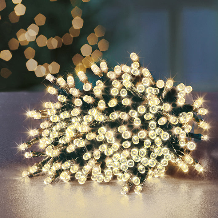120 Multi Action LED Supabrights Christmas Lights with Timer - Warm White
