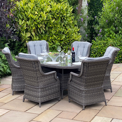 Boston - 6 Seater Set with Oval Table (Dark Grey)