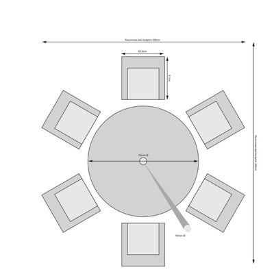 Lyon - 6 Seat Set with 150cm Round Table & Lazy Susan (Bronze)