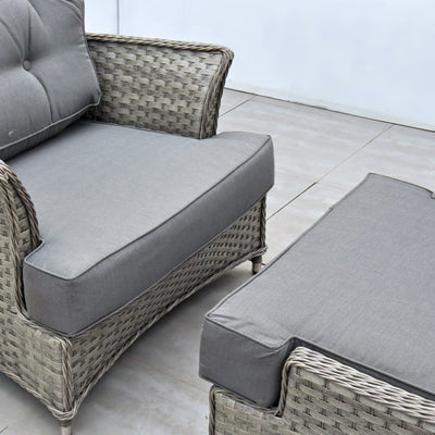 Bali - Armchair, Footstool & Cushions (Grey)