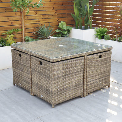 Chester - 4 Seat Cube Set with Square Table (Natural)