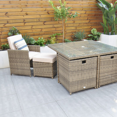 Chester - 4 Seat Cube Set with Square Table (Natural)