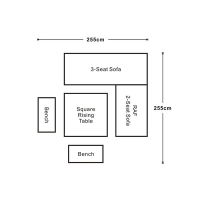 Cuba - Corner Sofa Set with Square Rising Table (Light Grey)
