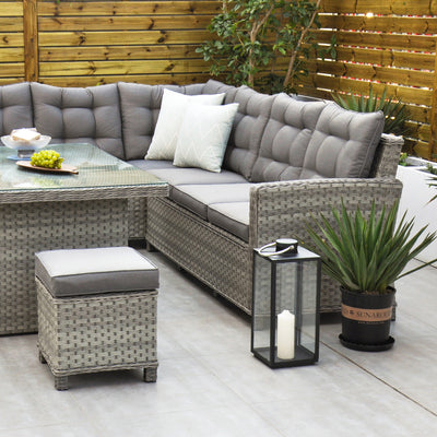 Bali - Corner Sofa Set with Rectangular Table (Grey)